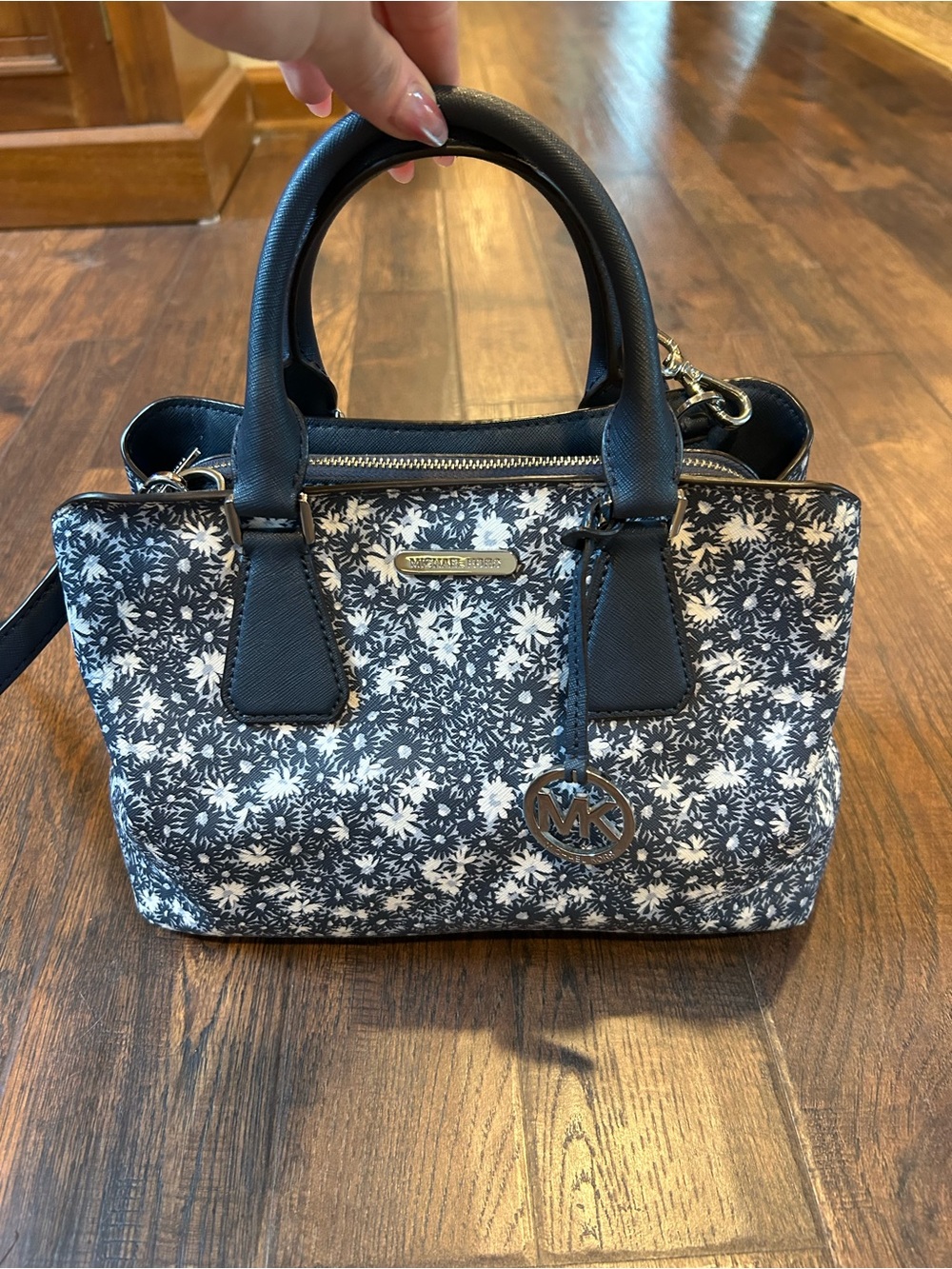 Michael Kors Black & White Floral Satchel